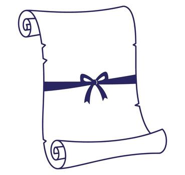 Elegant rolled parchment scroll with bow tie ribbon on a white background vector