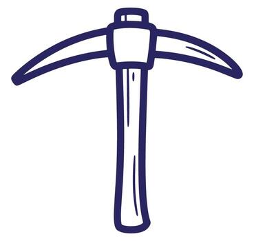Stylized pickaxe illustration with thick outlines for mining related design projects vector
