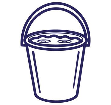 minimalista contorno ilustración de un lleno Cubeta con un encargarse de en blanco antecedentes vector