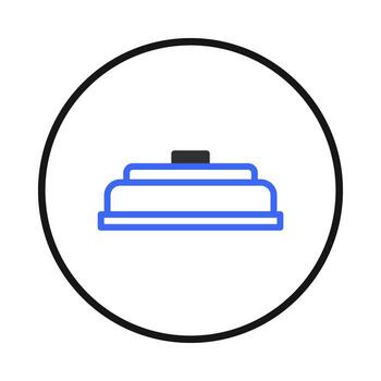 minimalista representación de un estilizado electrónico dispositivo o sensor dentro un circular marco sugestivo vector