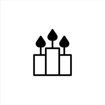 A minimalist illustration featuring three stylized flames atop rectangular pedestals creating a vector