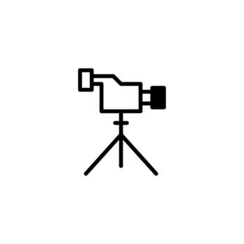 A minimalistic icon illustrating a camera with tripod setup perfect for vector