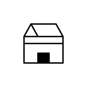 A simplified home icon showcasing architectural design with clean lines to represent a dwelling vector