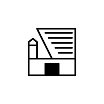 Abstract architectural form illustration depicting a stylized building with clean lines and vector