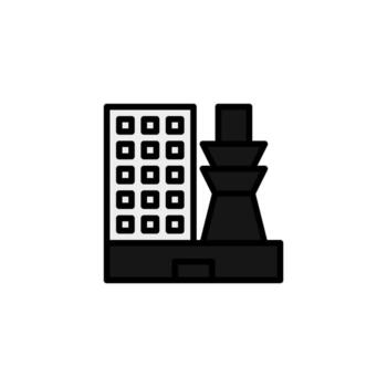 resumen ciudad silueta exhibiendo moderno arquitectónico diseño con torre adyacente a rectangular vector