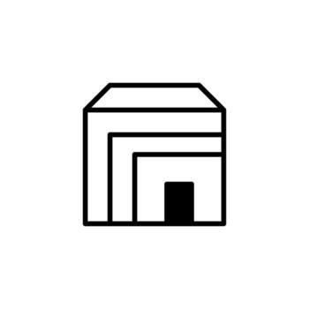 Abstract geometric house illustration featuring minimalist design elements with bold lines and vector