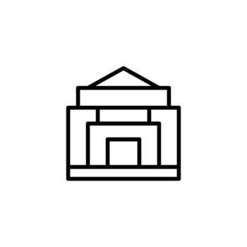 Architectural outline a minimalist depiction of a temple or building with precise lines and vector