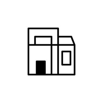 minimalista arquitectónico contorno representando un pintoresco edificio con geométrico formas y limpiar líneas vector