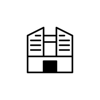 minimalista arquitectónico contorno regalos un moderno edificio con geométrico formas y limpiar línea vector