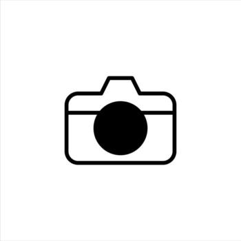 Minimalist camera icon capturing photographic essence simplicity in black and white design visual vector