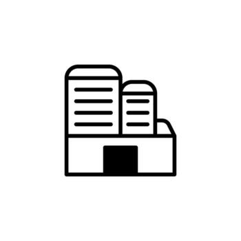 Minimalist representation of an industrial structure with clean lines conveying a factory or vector