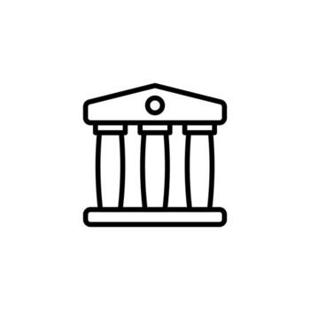 Neoclassical architectural icon with columns representing governmental organization court system vector