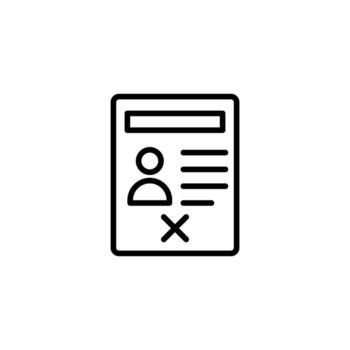 Rejection represented via line art identity profile signifies cancelled registration and excluded vector