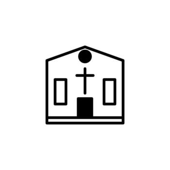 sencillo negro y blanco arquitectónico contorno dibujo de un religioso edificio santuario estructura vector