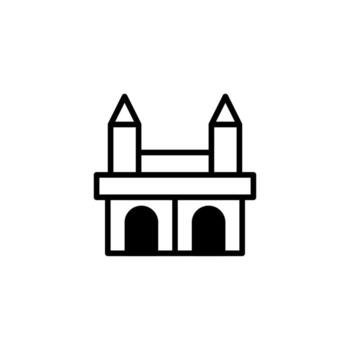 Simple line art depiction of bridge structure showcasing architectural minimalism within geometric vector