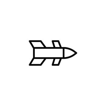 Simple line art illustration of a missile with sleek geometric wings and a pointed nosecone aiming vector