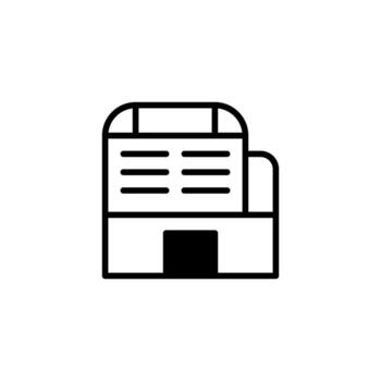 sencillo línea Arte ilustración de un edificio con un rectangular caja y un puerta minimalista oficina vector