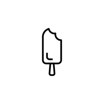 Simple Line Drawing of a Delicious Frozen Treat on a Stick with a Bite Taken Creating a Minimalist vector
