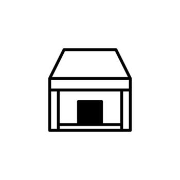 Simple line drawing of a structure suggests shelter security and fundamental architectural vector