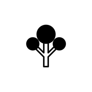 Stylized arboreal representation with unified crown forming a distinct tree silhouette for graphic vector