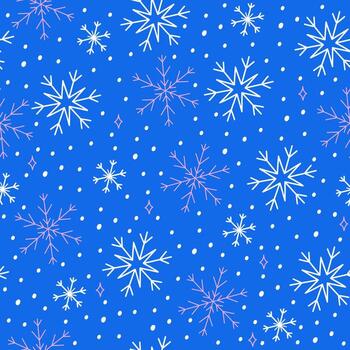 sencillo sin costura modelo con copos de nieve en un azul antecedentes vector