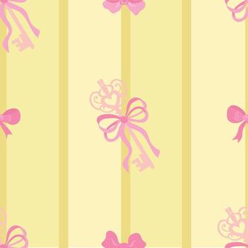 Seamless Pattern with Keys and Bows. Design for fabrics, textiles, wallpaper, packaging. vector