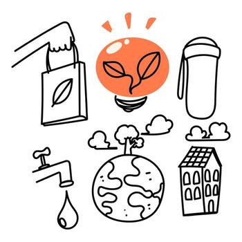 an illustration of various items that are related to the environment vector