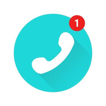 Phone Call Notification Icon With Shadow, Circular Symbol Illustration vector