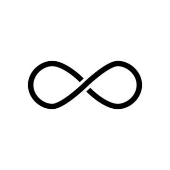 infinito lazo plano glifo estilo símbolo icono en blanco fondo, aislado ilustración vector