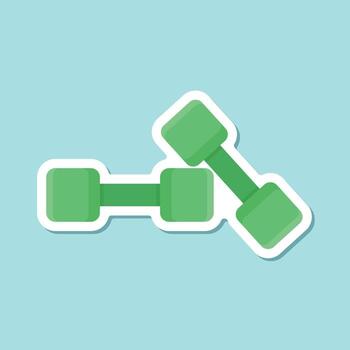 Dumbbells icon in a flat style on a blue background vector