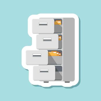 A file cabinet with drawers and files vector