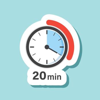 A clock icon with the word 20 minutes vector