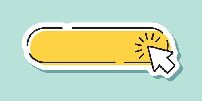 A yellow button with an arrow pointing to it vector