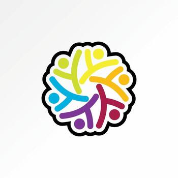 6 happy people like initial Y font rotate community active vector