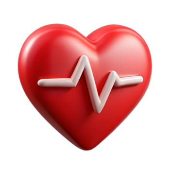 Red heart with white ekg line on transparent background png
