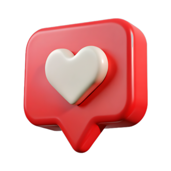 3d red heart like notification icon transparent background png