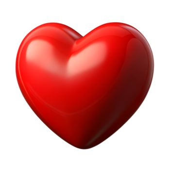 Glossy red heart symbol on transparent background png