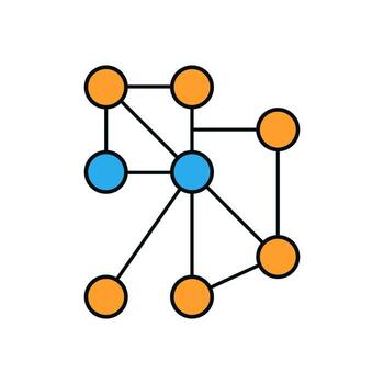 moderno línea Arte diagrama representando repartido informática sistema con vinculado nodos en limpiar estilo vector