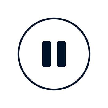 Flat Monochrome Design of a Pausing Symbol Encapsulated in a Circle Indicating the Suspension of Audio or Playback Operations vector