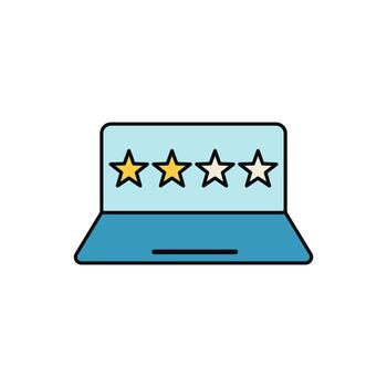 Minimal flat icon of computer screen with two out of four stars for customer experience vector