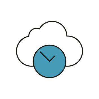 minimalista nube icono con un hora indicador sugerencia basado en la nube datos retencion o apoyo historia vector