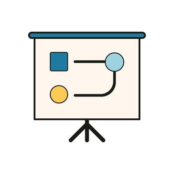 Minimal presentation of process flow with connected nodes in modern clean line style vector