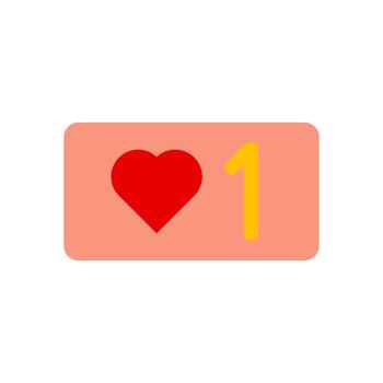 moderno icono de me gusta notificación con rojo corazón y numérico indicador en pastel rosado ui caja vector