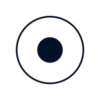 Modern Flat Design Icon of a Record Button Depicted as a Dark Inner Circle Within a Circular Border on a Plain Background Representing Recording Mode vector