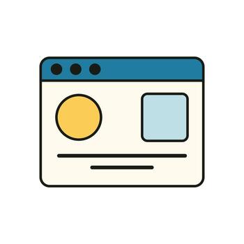 Illustration of Clean Website Wireframe with Geometric Elements and Horizontal Navigation Bar vector