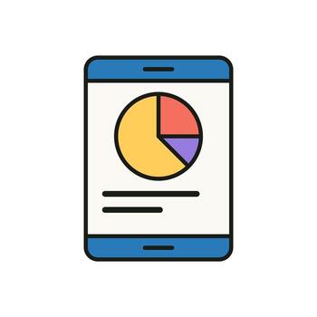 infografía gráfico con segmentario circulo y Estadísticas desplegado en móvil dispositivo pantalla vector