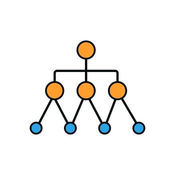 sencillo plano diseño red diagrama demostración jerarquía y relaciones utilizando circular nodos y líneas vector