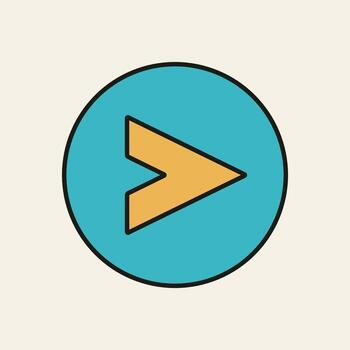 minimalista flecha gráfico dentro un turquesa círculo, a menudo usado para medios de comunicación control, enviar comportamiento, o direccional indicaciones vector