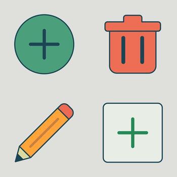 UI icons for add, edit, delete features vector