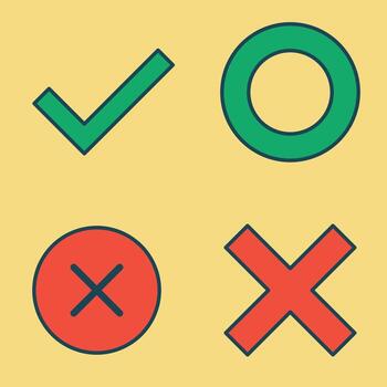 Verification and decision-making symbols vector